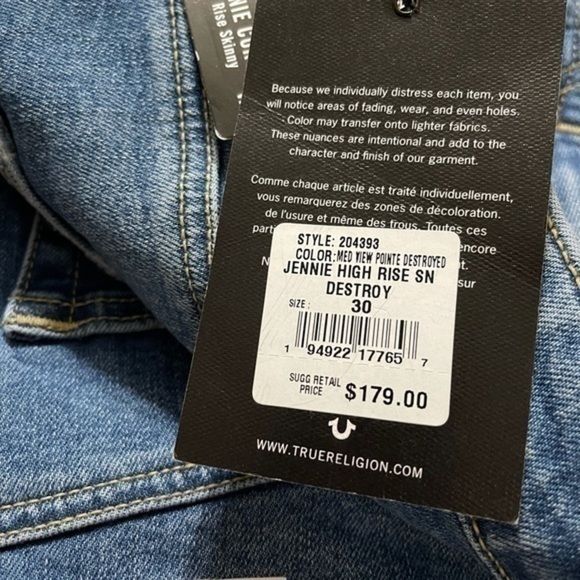 True Religion Jennie High Rise Destroy Jeans - Picture 3 of 7